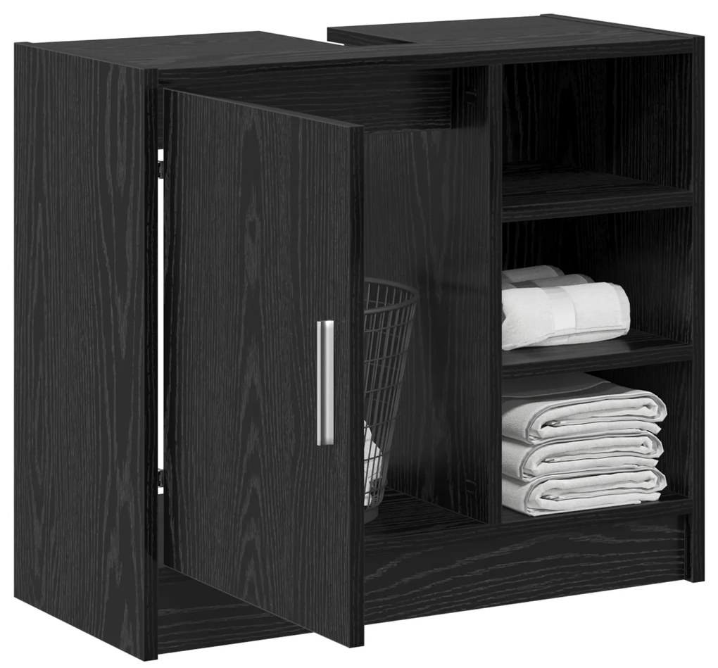 vidaXL Ντουλάπι Νιπτήρα  Μαύρη Βελανιδιά 63x29x55 εκ. Επεξεργασμένο Ξύλο