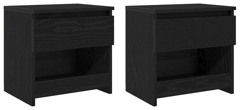 vidaXL Κομοδίνα 2 τμχ Μαύρο Ξύλο 40x30x39 εκ από Επεξεργασμένο Ξύλο