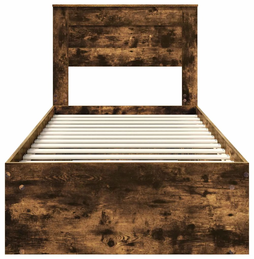 vidaXL Σκελετός Κρεβατιού με στρώμα Καπνιστό Δρύς 90 x 200 cm