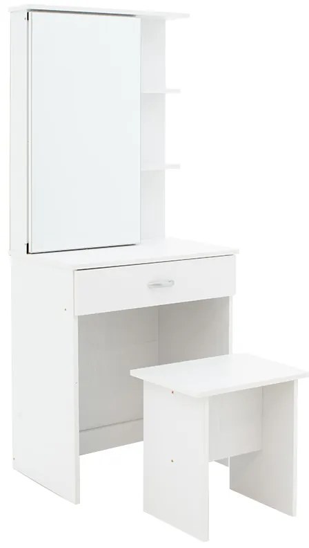 Intrahome Τουαλέτα κρεβατοκάμαρας Zelia  Intrahome με καθρέπτη και σκαμπό χρώμα λευκό 60x40.5x151εκ | SKU: INTRAPA-350111136