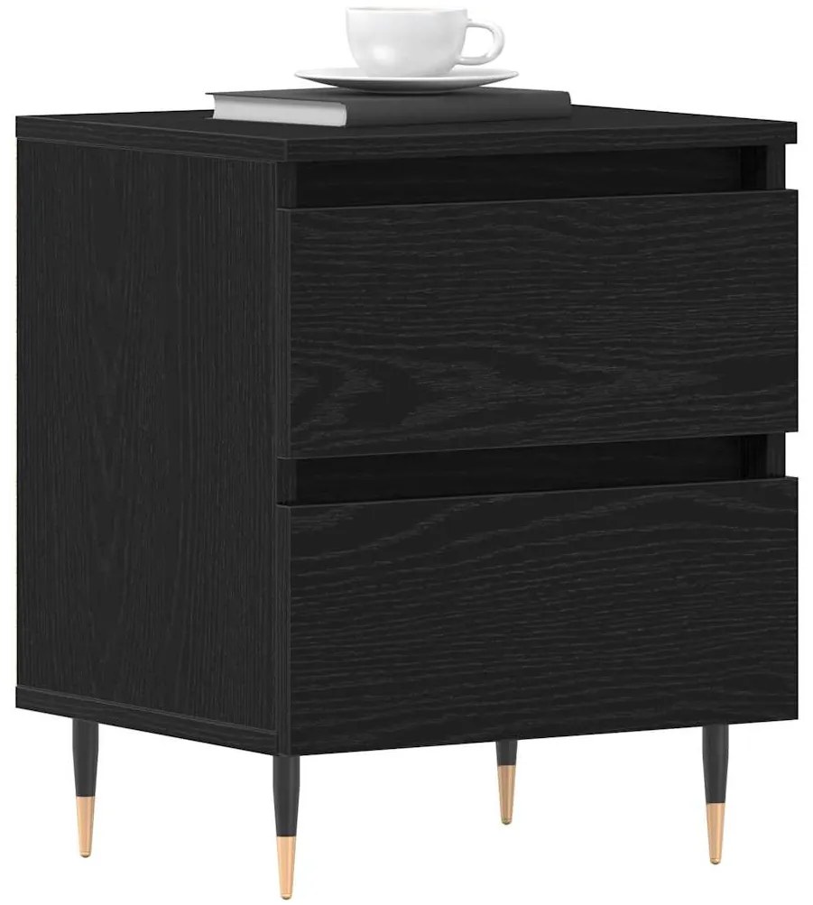 vidaXL Κομοδίνο 2 pcs Μαύρη δρυς 40 x 35 x 50 εκ. Επεξεργασμένο ξύλο