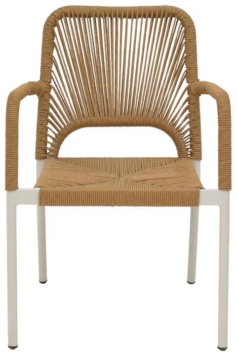 Καρέκλα - Πολυθρόνα αλουμινίου Norture στοιβαζόμενη λευκός σκελετός-φυσικό rattan 57x61x85 εκ. 57x61x85 εκ.