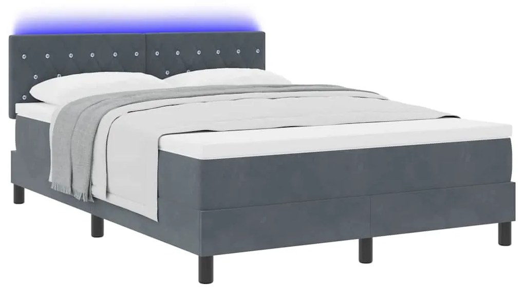vidaXL Κρεβάτι με ελατήρια Σκούρο γκρι 140 x 200 cm Βελούδο