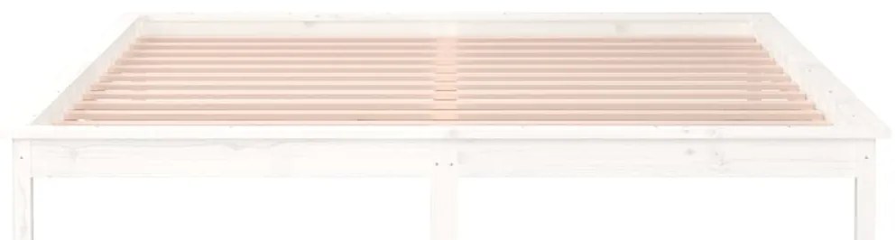 vidaXL Πλαίσιο Κρεβατιού LED Λευκό 120x190 εκ. Μικρό Διπλό Μασίφ Ξύλο