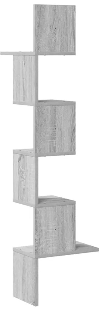 Γωνιακή Ραφιέρα Τοίχου Γκρι Sonoma 32x32x127,5 εκ Επεξ. Ξύλο - Γκρι
