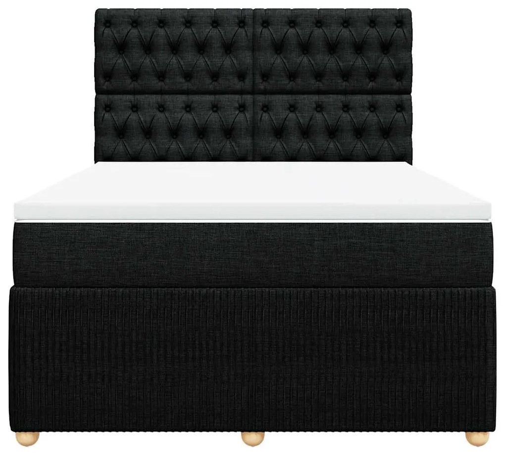 vidaXL Κρεβάτι Boxspring με Στρώμα Μαύρο 140x200 εκ. Υφασμάτινο