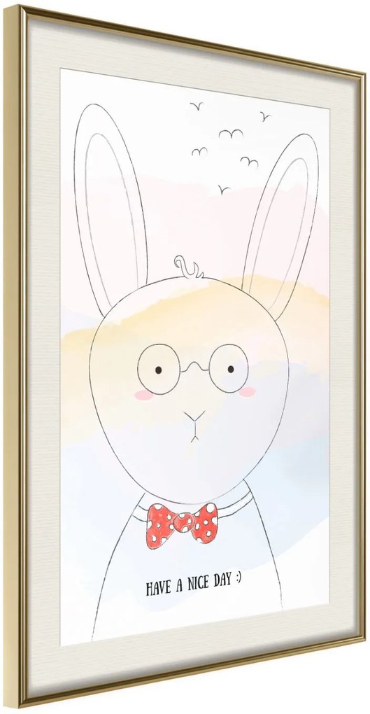 Αφίσα - Polite Bunny - 20x30 - Χρυσό - Με πασπαρτού