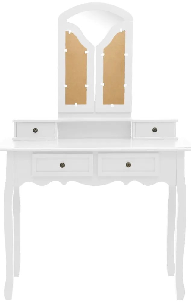 vidaXL Μπουντουάρ με Σκαμπό Λευκό 100 x 40 x 146 εκ. Ξύλο Παυλώνιας