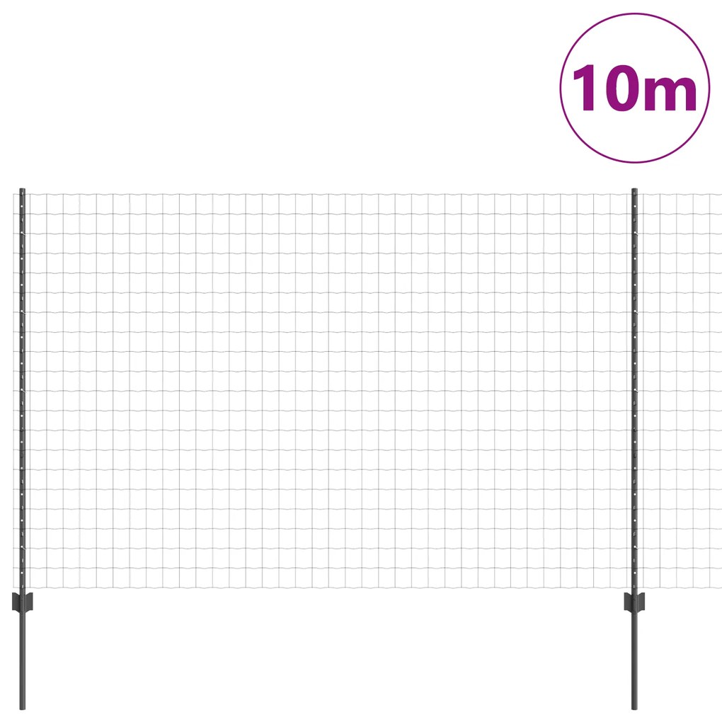 vidaXL Ευρωπαϊκός Φράχτης με 10 Πόδια Γκρι 1,6x10 μ Ατσάλι