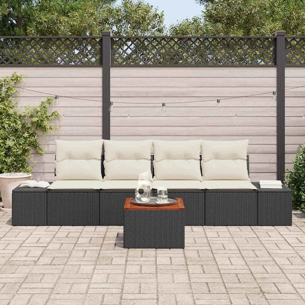 vidaXL Σετ Καναπέ Κήπου 5 pcs Μαύρος, λευκός