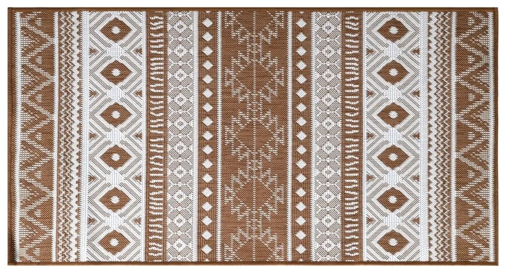 vidaXL Χαλί Εξωτερικού Χώρου με Αναστρέψιμο Σχέδιο Καφέ/Λευκό 80x150εκ