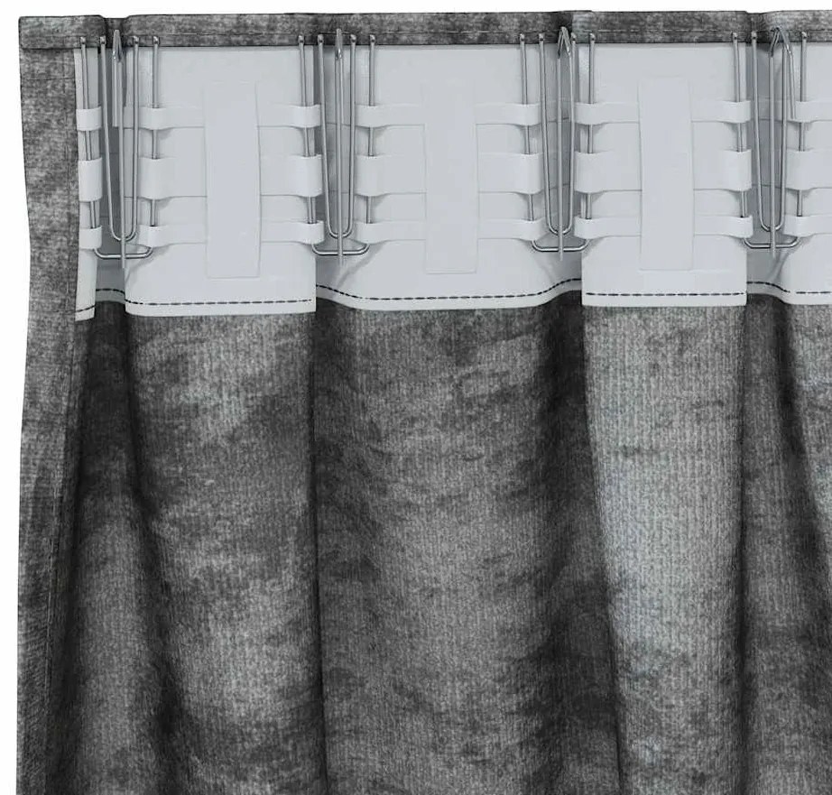 vidaXL Κουρτίνα με κουρτίνες 2 pcs Γκρι 245 x 140 εκ. Βελούδο