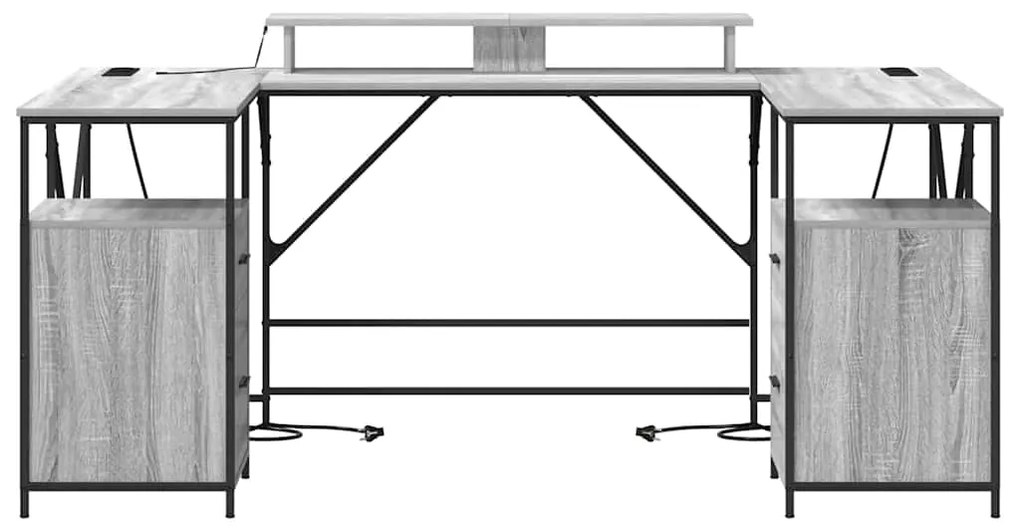 vidaXL Γραφείο Γκρι sonoma 182 x 101 x 87.5 εκ Επεξεργασμένο ξύλο