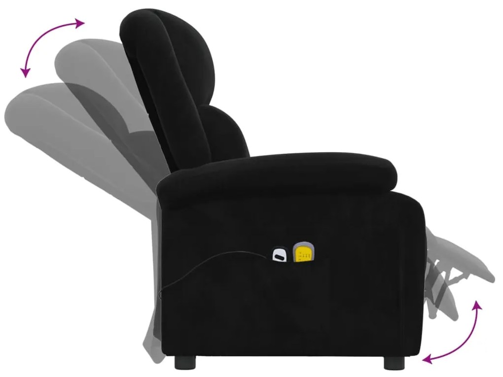 vidaXL Πολυθρόνα Μασάζ Ηλεκτρική Μαύρο Βελούδινη