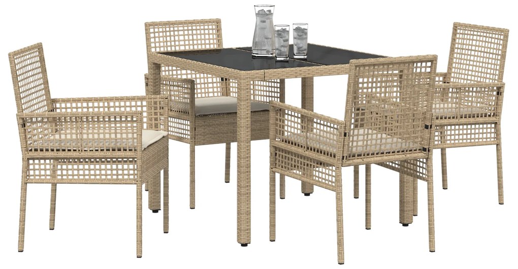 vidaXL Σέτ φαγητού για κήπο 5 pcs Μπεζ 90 x 90 x 75 cm