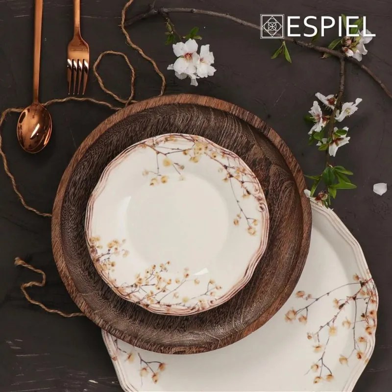 Πιατέλα Σερβιρίσματος από Πορσελάνη Μπεζ Almond με Διάμετρο 33εκ