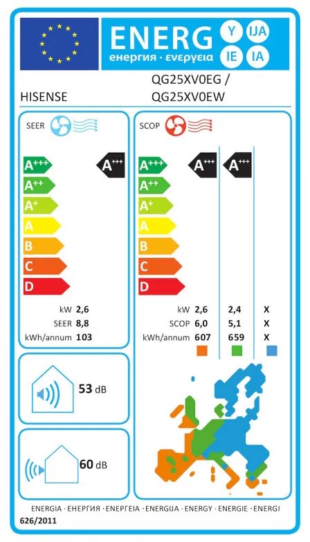 Κλιματιστικό Inverter Hisense Energy Pro + QG25XV0E, 9000 BTU, 14 m2, A+++/A+++, Wi-Fi, Φωνητικός έλεγχος, φίλτρο 4in1, Λευκό