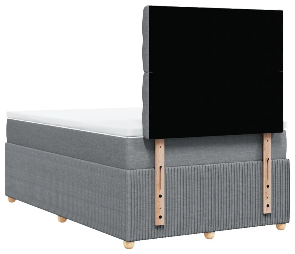 vidaXL Κρεβάτι Boxspring με Στρώμα Ανοιχτό Γκρι 120x200 εκ. Υφασμάτινο