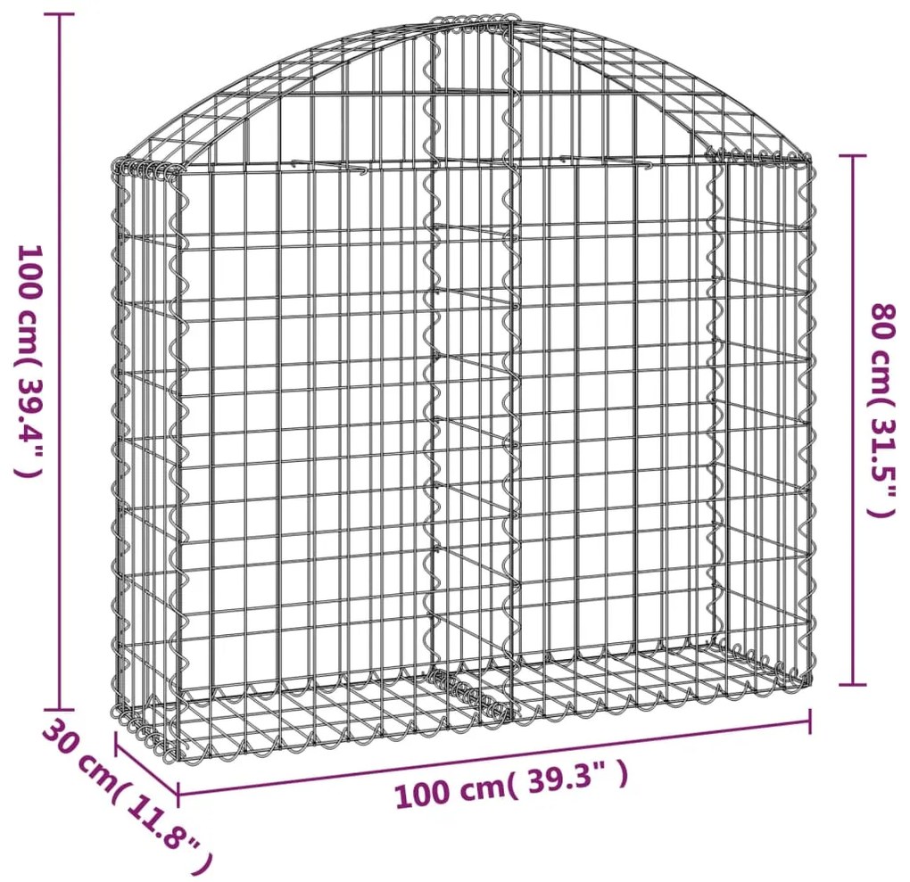 vidaXL Συρματοκιβώτιο Τοξωτό 100x30x80/100εκ. από Γαλβανισμένο Χάλυβα