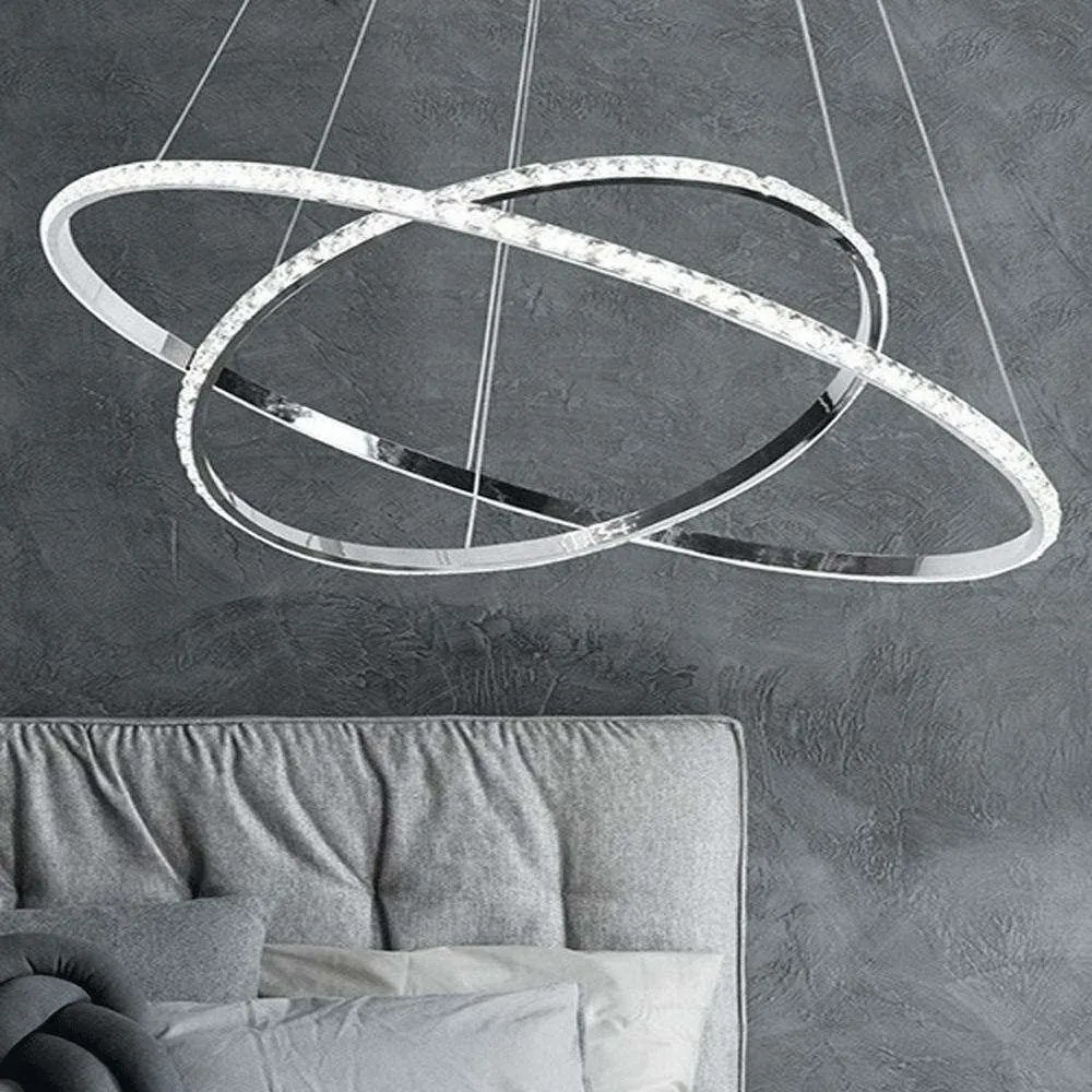 Φωτιστικό Οροφής Lux 2420 Φ60x30/110cm 60W Chrome Sikrea Crystal, Metal