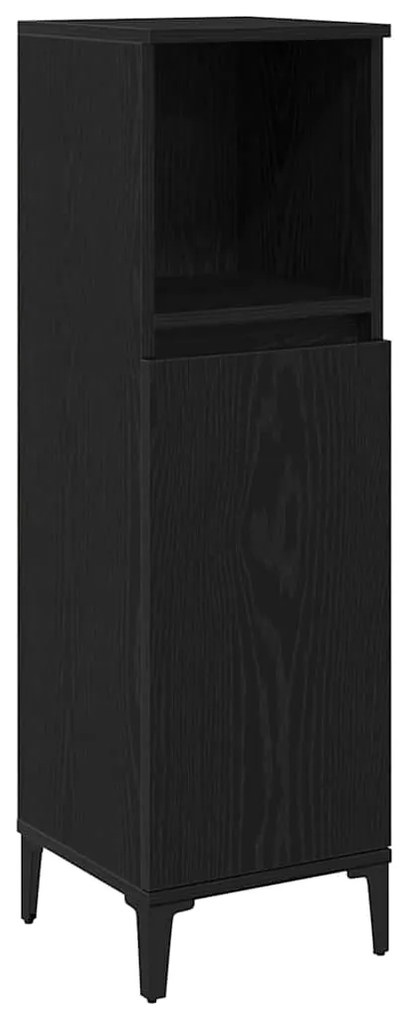 vidaXL Σετ Επίπλων Μπάνιου με συρτάρι 3 pcs Μαύρο 30 x 30 x 180 cm