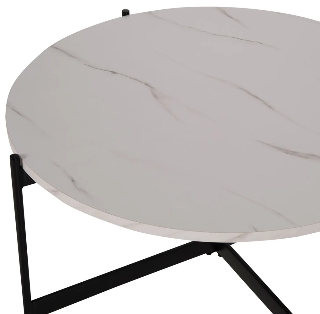 ΣΕΤ 2ΤΜΧ ΤΡΑΠΕΖΙΑ ΣΑΛΟΝΙΟΥ RONDA HM21089.04 MDF ΛΕΥΚΟ ΜΑΡΜΑΡΟ Φ80εκ &amp; Φ50εκ (1 Τεμμάχια)