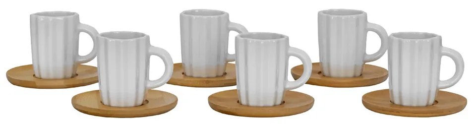 CACTUS ΚΟΥΠΑ ESPRESSO ΣΕΤ 6 ΤΜΧ ΠΟΡΣΕΛΑΝΗ BAMBOO ΛΕΥΚΟ ΦΥΣΙΚΟ 26,5x22xH6cm