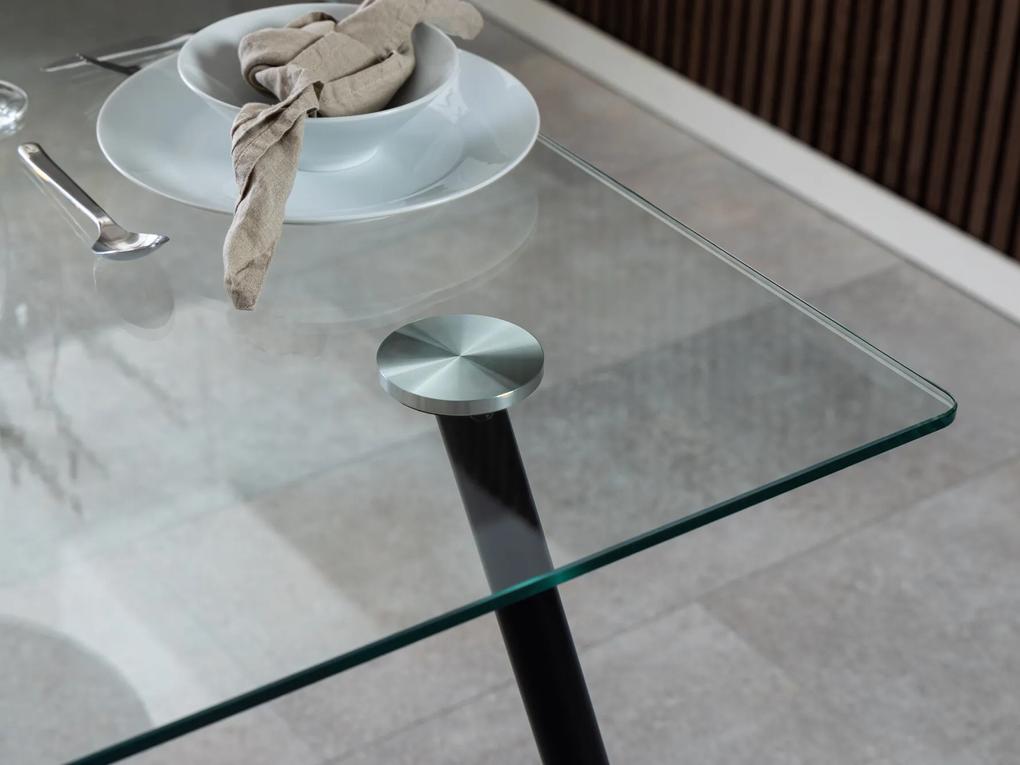 Τραπέζι Oakland 191, Μαύρο, 75x80x140cm, 35 kg, Επεξεργασμένο γυαλί, Μέταλλο | Epipla1.gr