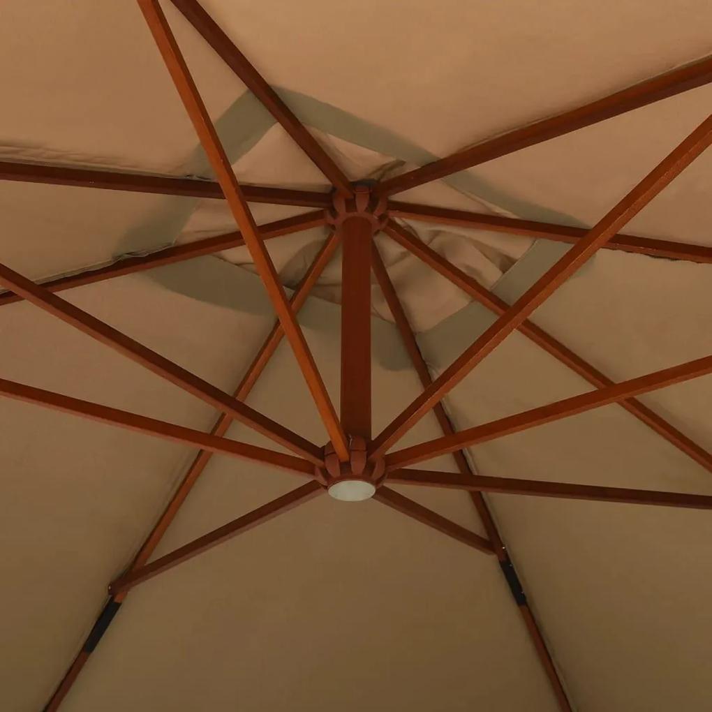 Ομπρέλα Κρεμαστή Taupe 400 x 300 εκ. με Ξύλινο Ιστό - Μπεζ-Γκρι
