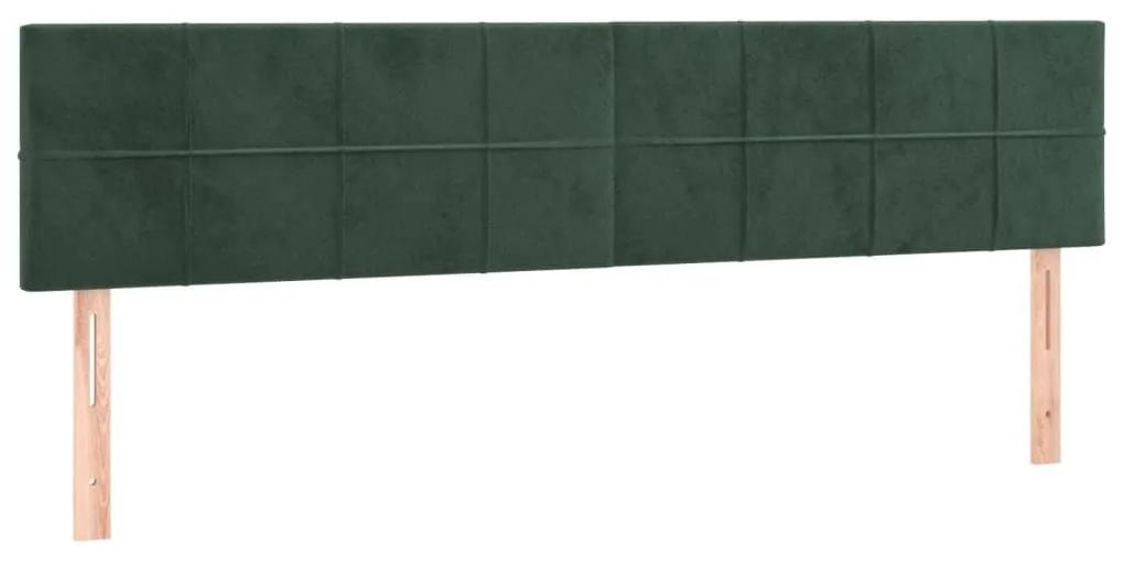 Κρεβάτι Boxspring με Στρώμα Σκούρο Πράσινο 200x200εκ. Βελούδινο - Πράσινο