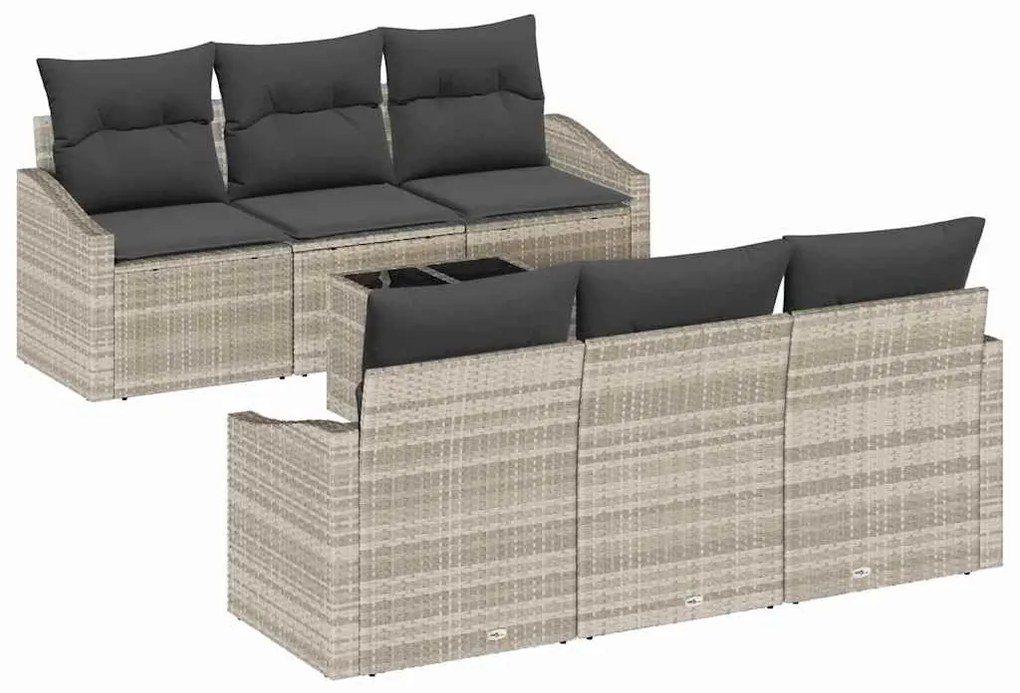vidaXL Σετ Καναπέ Κήπου με μαξιλάρι 7 pcs Ανοιχτό γκρι 55 x 55 x 37 εκ