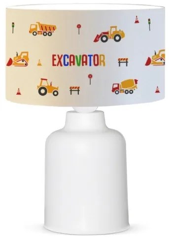 EXCAVATOR 204-0027 Παιδικό Eπιτραπέζιο Φωτιστικό Φιγούρα Μονόφωτο 1 x E27 IP20 Λευκό Ύφασμα-Μ24 x Π24 x Υ32cm Globostar-204-0027 204-0027