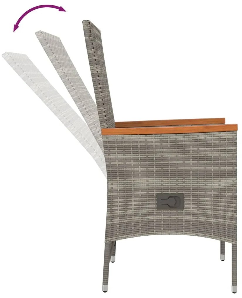 vidaXL Σετ Τραπεζαρίας Κήπου 5 τεμ. Γκρι Συνθ. Ρατάν με Μαξιλάρια