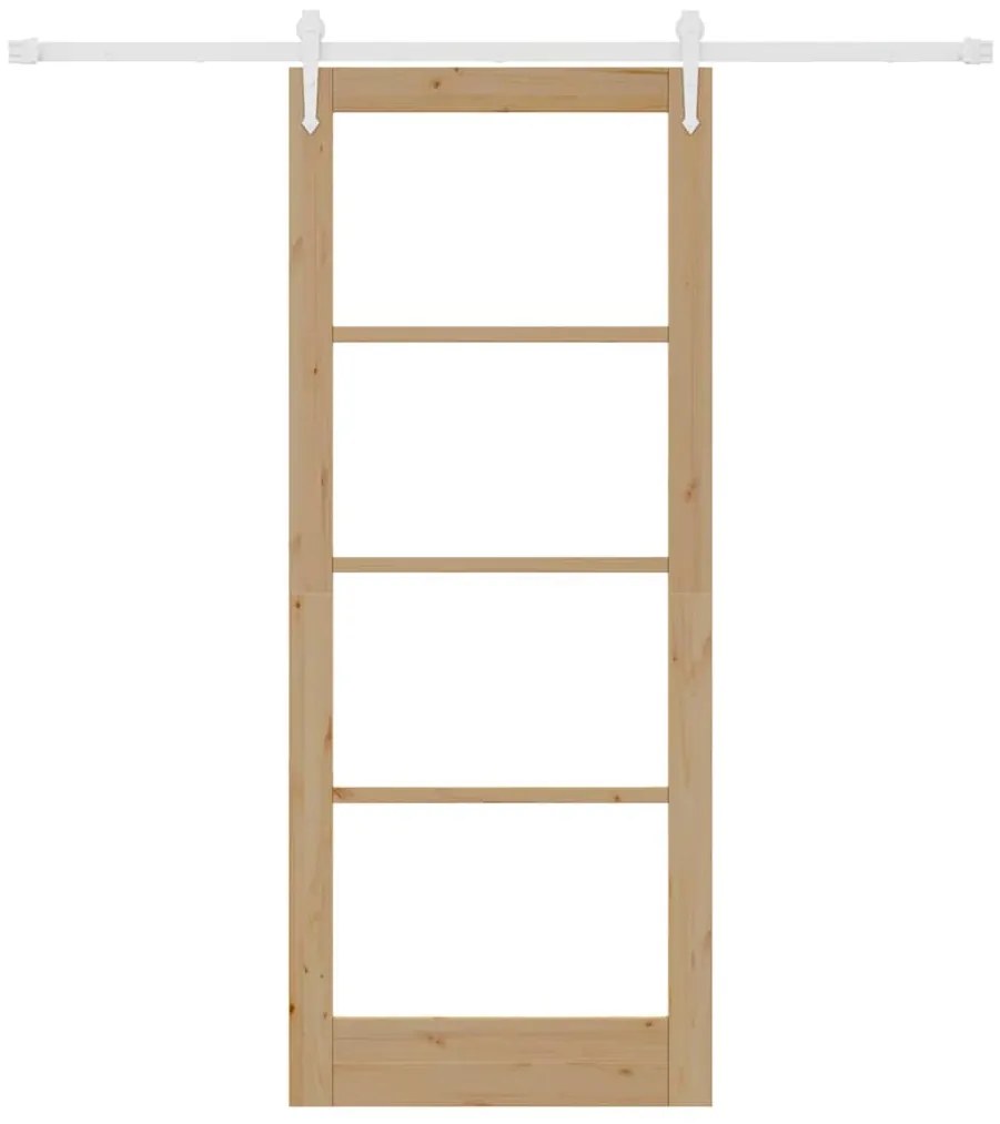 vidaXL Ολισθητή Πόρτα Καφέ 86 x 211 cm Ξύλο και μέταλλο