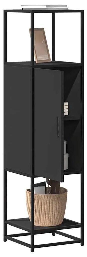 Highboard Μαύρο 35,5x35x139 cm Κατασκευασμένο ξύλο και μέταλλο - Μαύρο