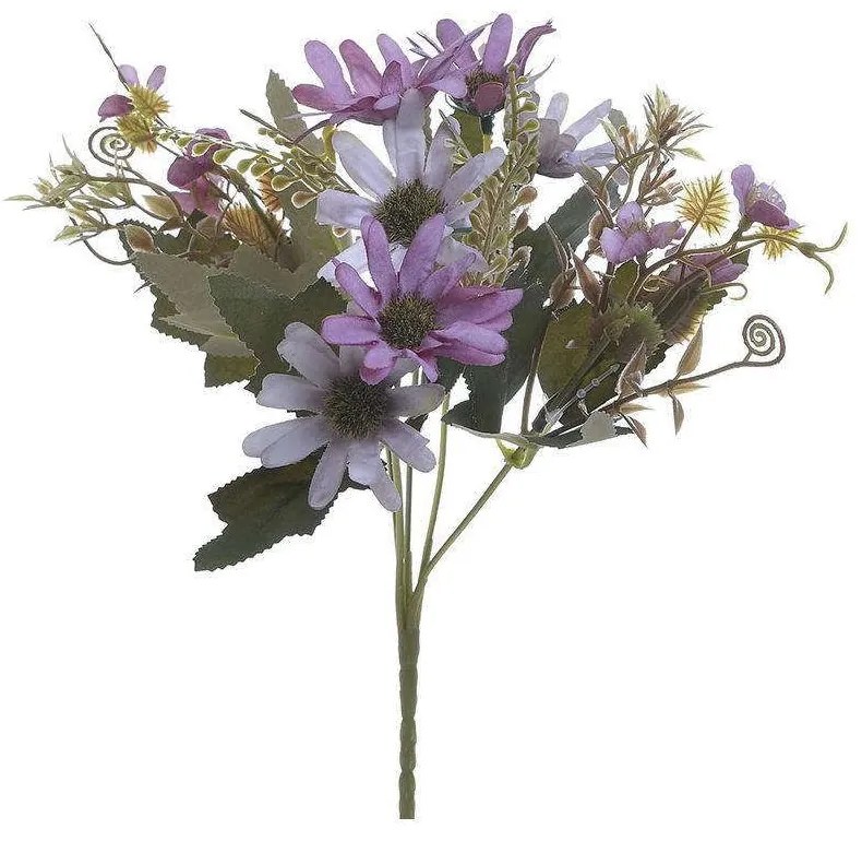 Διακοσμητικό Μπουκέτο 3-85-084-0123 27cm Purple Inart Μέταλλο,Ύφασμα