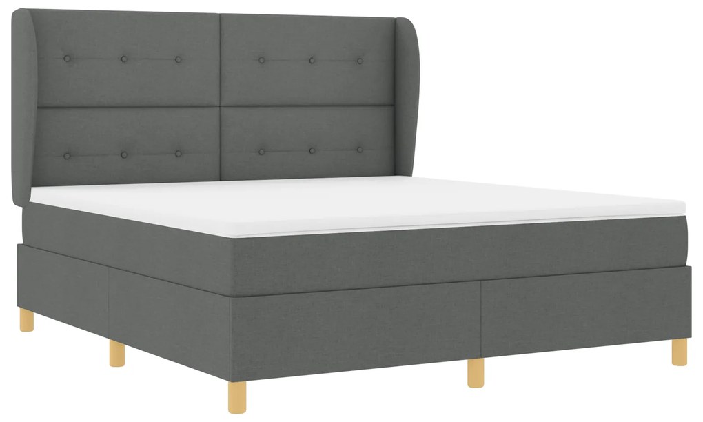 vidaXL Κρεβάτι Box Spring με Στρώμα - Σκούρο Γκρι, 180x200 εκ., Ύφασμα
