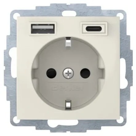Πρίζα Σούκο με 2xUSB A+C Μπεζ Berker S.1 48048982 Hager-48048982-Μπεζ 48048982