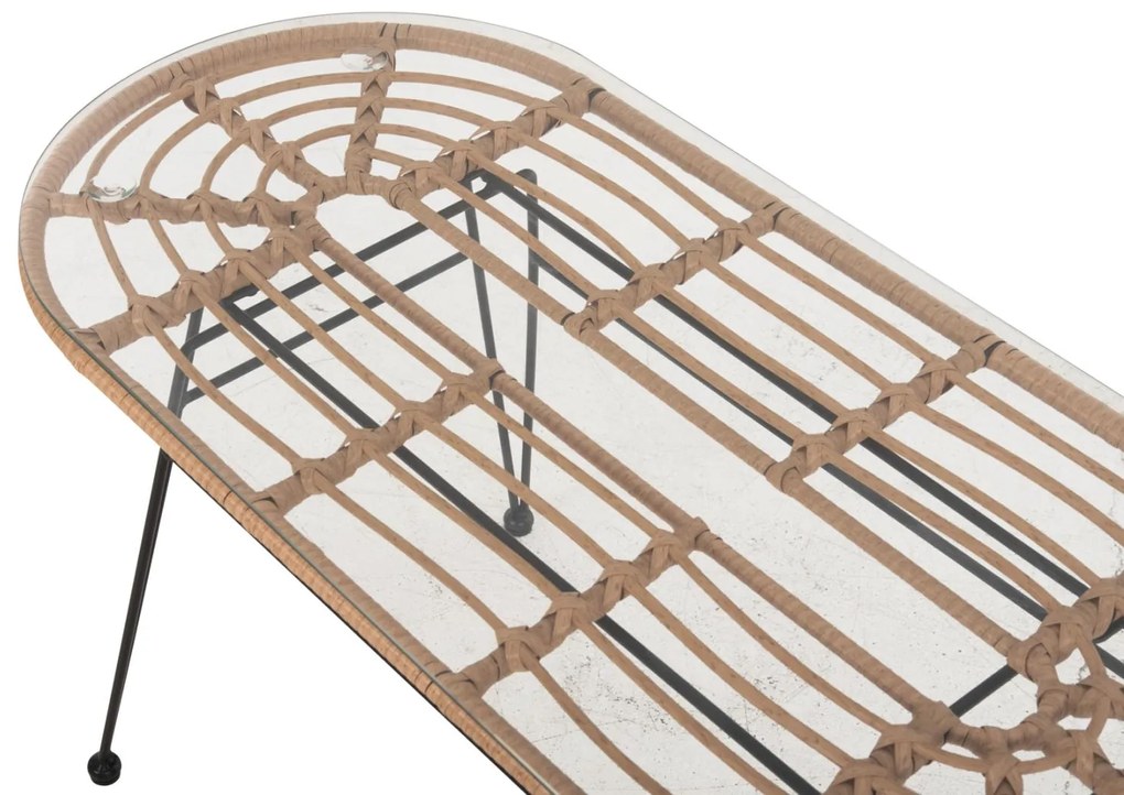 ΤΡΑΠΕΖΙ ΟΒΑΛ ΧΑΜΗΛΟ ALLEGRA ΜΠΕΖ WICKER-ΜΑΥΡΟ ΜΕΤΑΛΛΟ 100x45x51,5Υεκ.