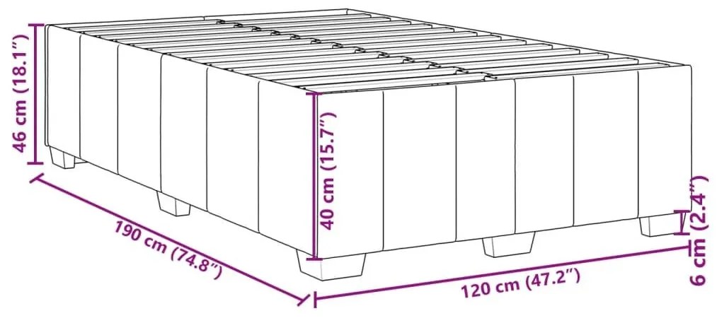 Πλαίσιο Κρεβατιού χωρίς στρώμα Μπλε 120x190 εκ. Υφασμάτινο - Μπλε