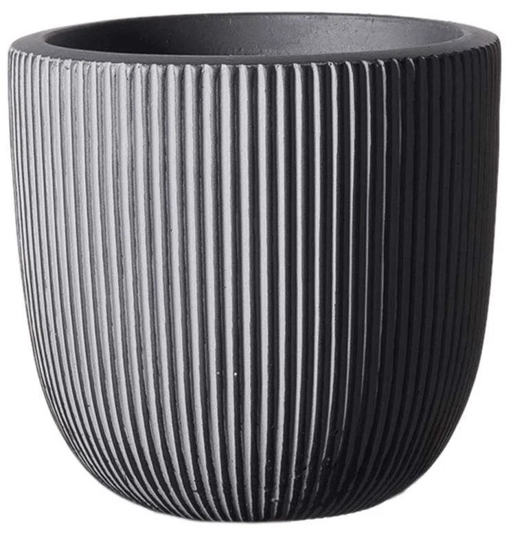 Κασπώ Πήλινο Στρογγυλό Stripe S A-4940-8 24x24x23cm Grey Supergreens Πηλός