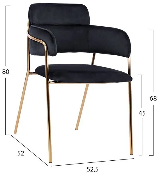 ΠΟΛΥΘΡΟΝΑΚΙ KELSO HM8521.04 ΒΕΛΟΥΔΟ ΜΑΥΡΟ &amp; ΕΠΙΧΡΥΣΟ ΠΟΔΙ 52,5x52x80Υ εκ.