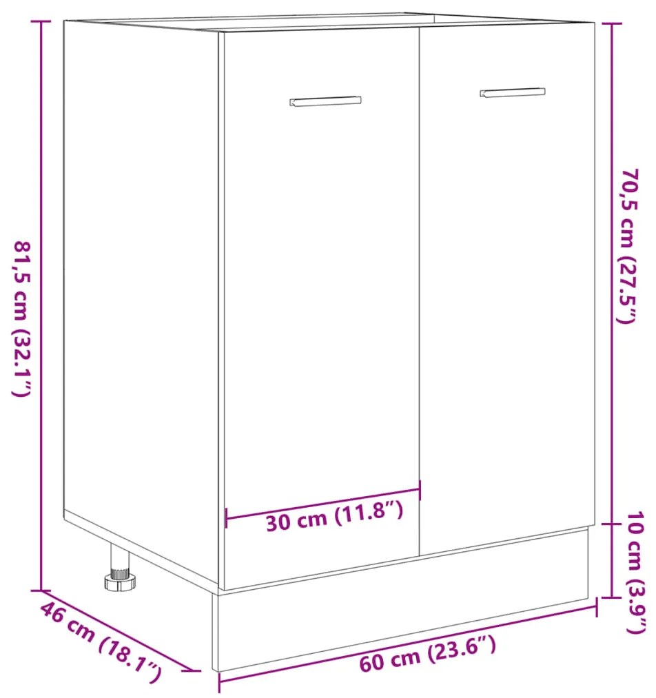 Ντουλάπι Δαπέδου Sonoma Δρυς 60 x 46 x 81,5 εκ. Ξύλο - Καφέ