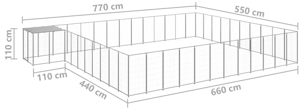 Σπιτάκι Σκύλου Ασημί 37,51 μ² Ατσάλινο - Ασήμι