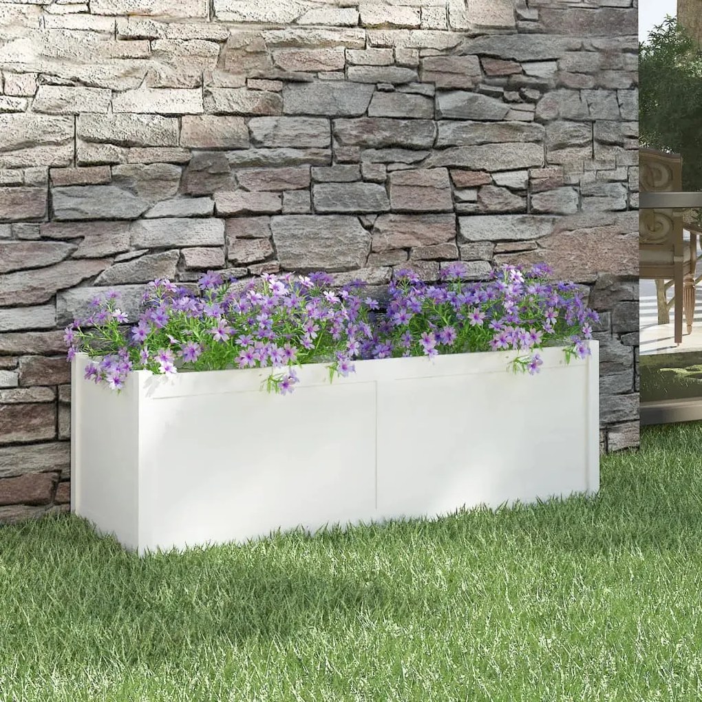 vidaXL Ζαρντινιέρα Κήπου Λευκή 150 x 50 x 50 εκ. από Μασίφ Ξύλο Πεύκου