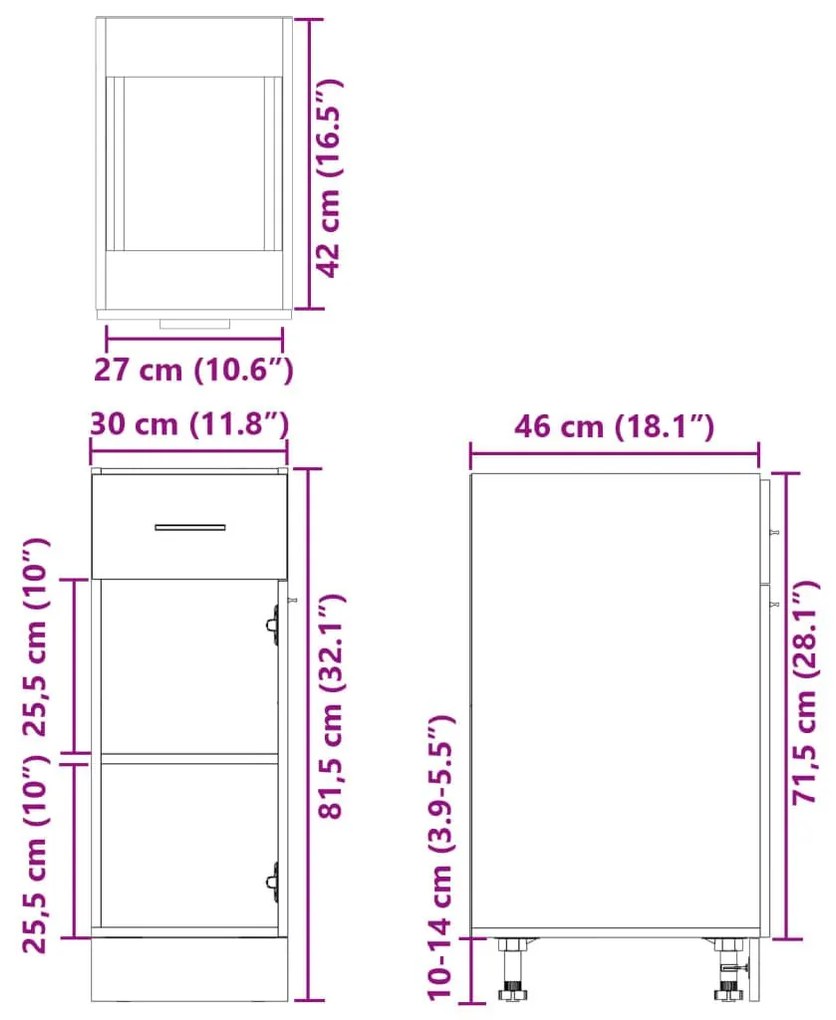 Ντουλάπι με Συρτάρι Sonoma Δρυς 30x46x81,5 εκ. Επεξ. Ξύλο - Καφέ