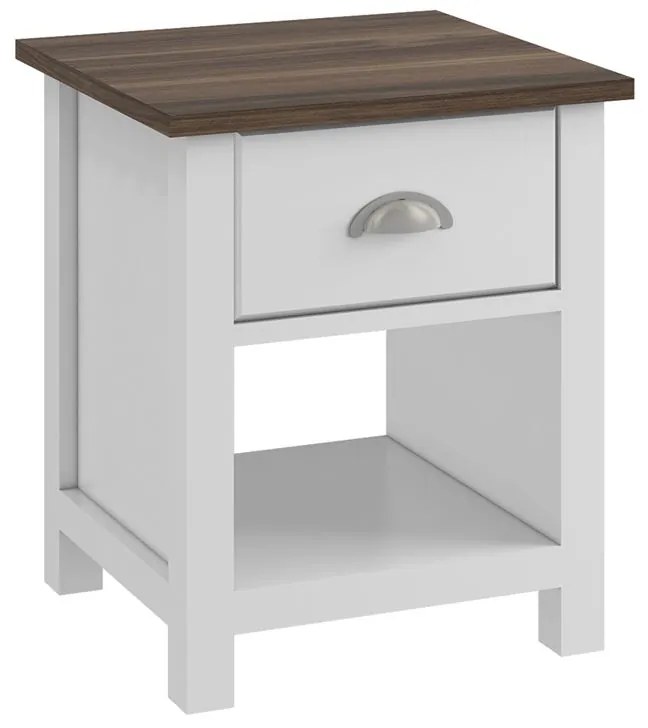 WOODWELL Ε740,3LUXOR Κομοδίνο Απόχρωση Καρυδί - Άσπρο 45x40x50cm Ε740,3