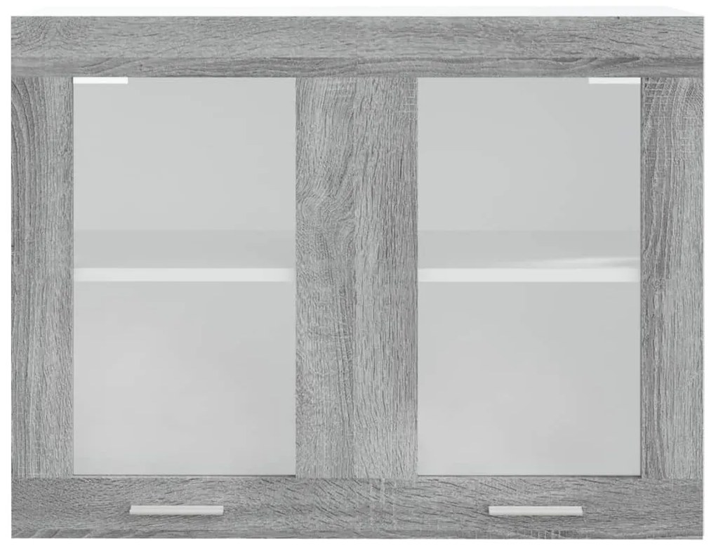vidaXL Κρεμαστό Γυάλινο Ντουλάπι "Lyon" Γκρι Sonoma 80x31x60 εκ. από Τεχνητό Ξύλο