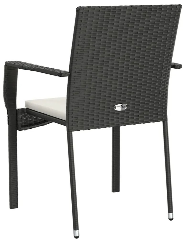 vidaXL Καρέκλες Κήπου 4 τεμ. Μαύρο από Συνθετικό Ρατάν με Μαξιλάρια