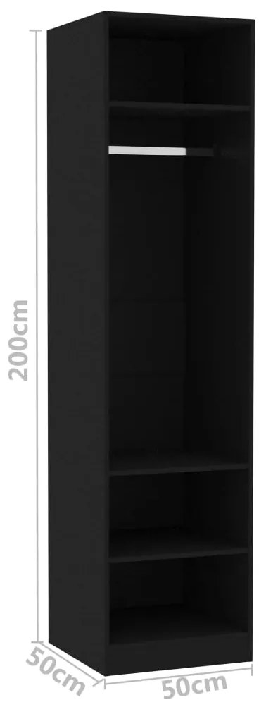 vidaXL Ντουλάπα Μαύρη 50 x 50 x 200 εκ. από Επεξ. Ξύλο